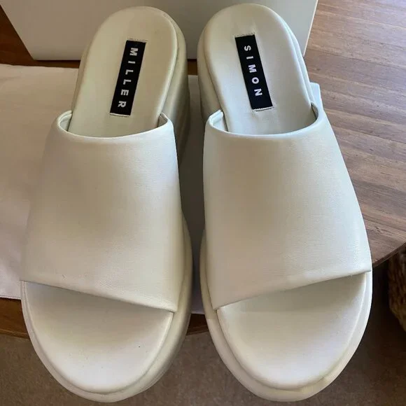 Simon Miller White Puffed Blackout Platform Clog Slide Sandal 39 - Picture 4 of 4